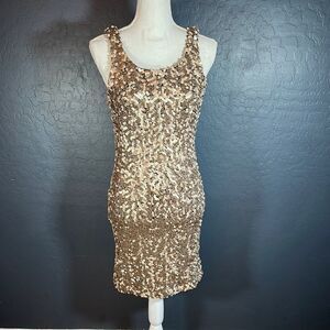 Laundry By Shelli Segal Gold Sequin Bodycon‎ Mini Dress